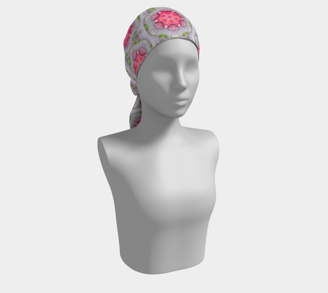 Pink and Grey Floral Design Long Scarf