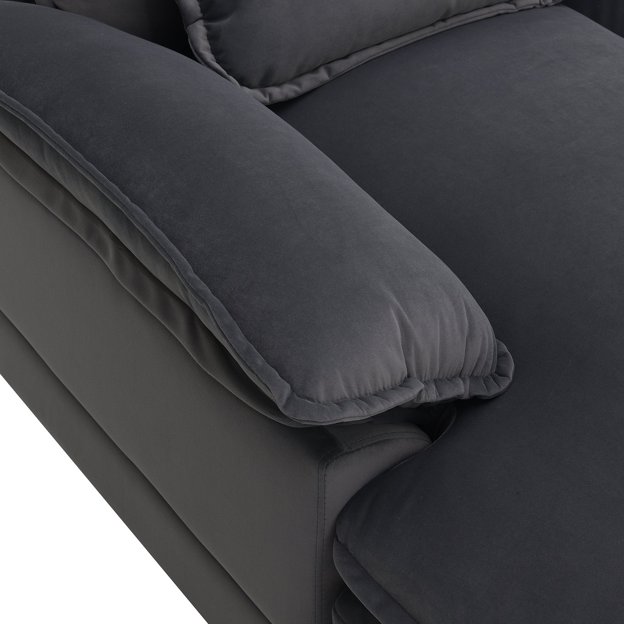 Modern U-shaped Sectional Sofa with Waist Pillows, 6-seat Upholstered Sleeper Sofa with Chaise Lounge in Velvet, 109.8*55.9', Gray