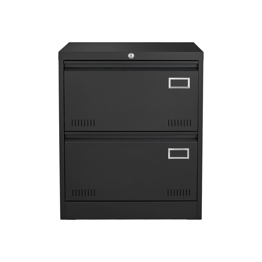 Modern Black Metal 2 Drawer Lateral File Cabinet with Lock for Home Office Use
