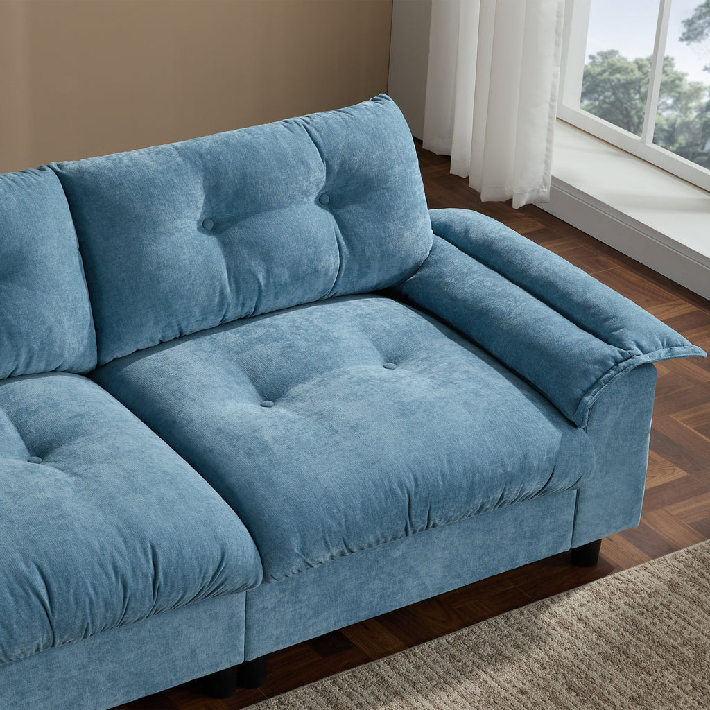 [VIDEO]104*60' Sectional Sofa, L-Shape with Multifunctional Armrest, Dual-Port Charging, Cup Holder, Side Storage Pockets, Movable Storage Ottoman, Unique Tufted Design, Soft Cushion, Chenille,3colors