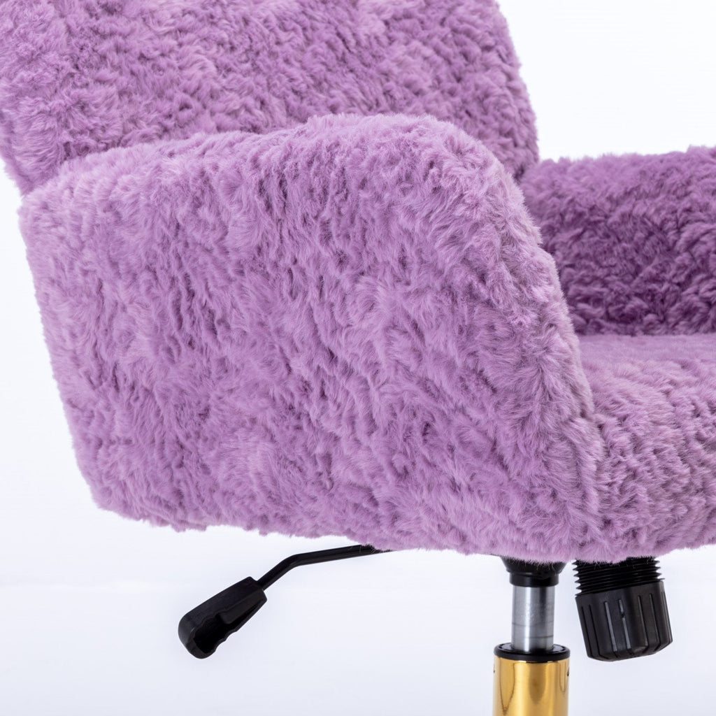 A&A Furniture Home Office Chair Violet Velvet with Golden Metal Base Adjustable Swivel