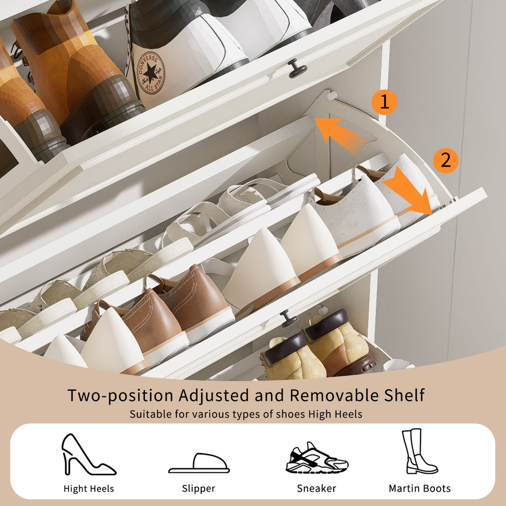 Shoes Storage Cabinet for Entryway,Narrow Shoe Rack Cabinet,Shoe Cabinet with 3 Flip Drawers, Freestanding Shoe Organizer with Legs,Slim entry storage manager with large storage capacity