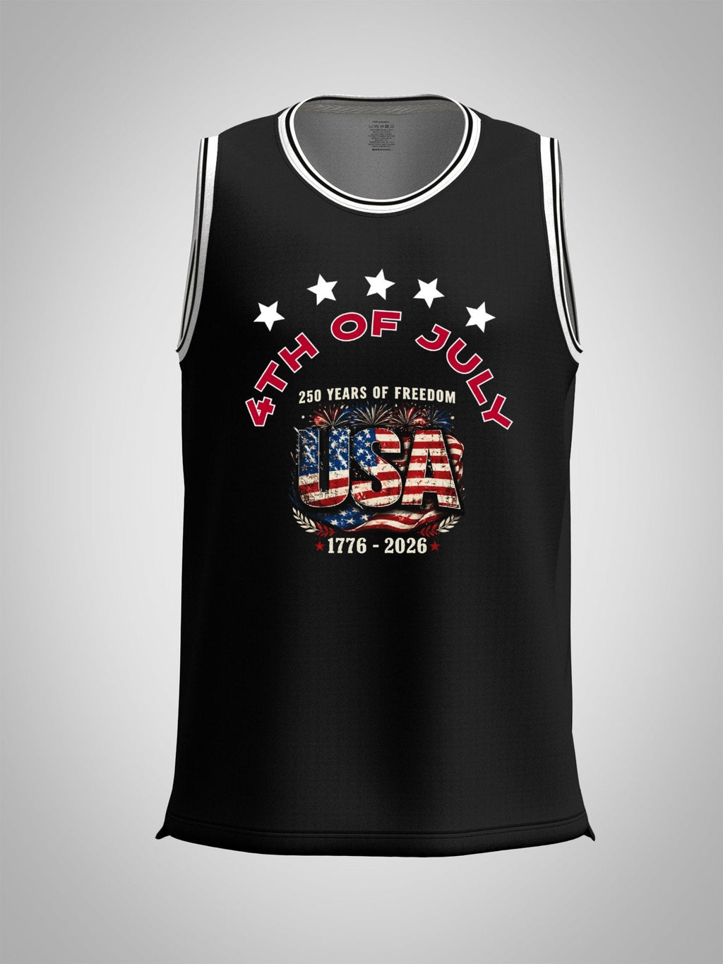 4th of July Adult Black Basketball Jersey | Ships From USA