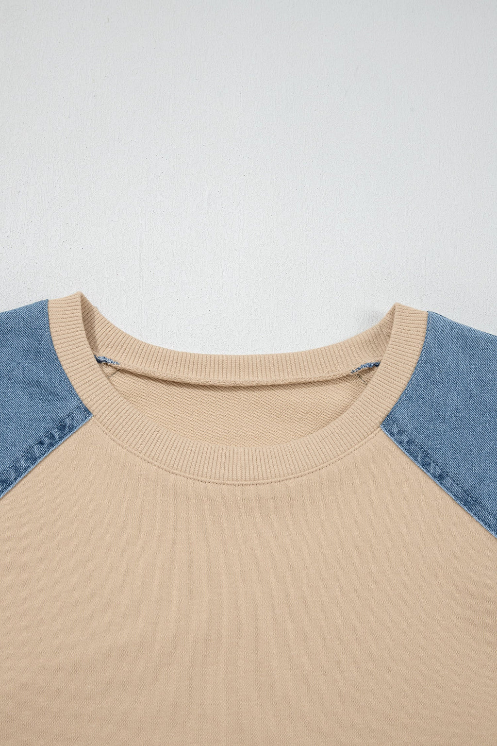 Colorblock Denim Patchwork Raglan Sleeve Tee