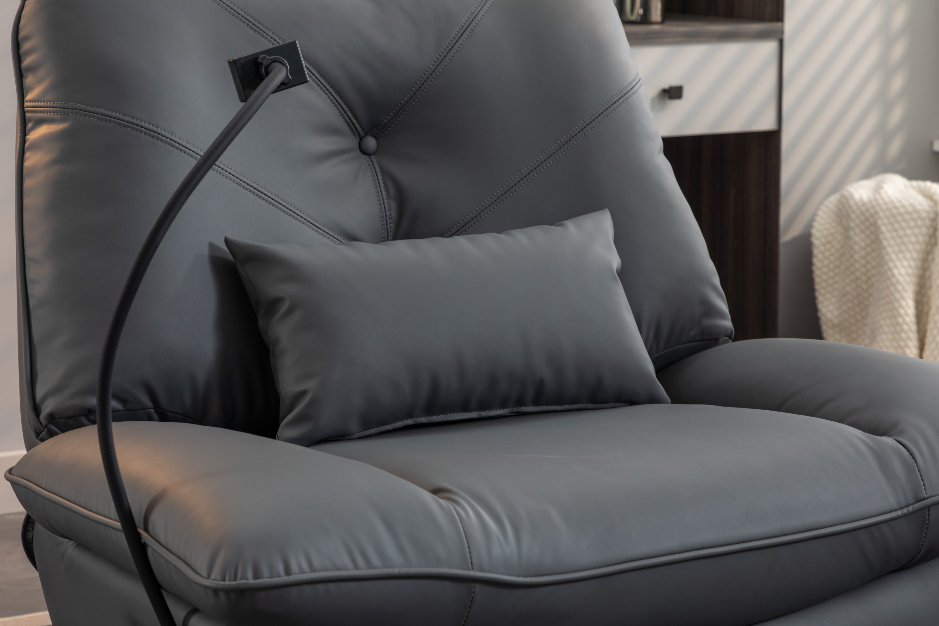 270 Swivel Glider Recliner Chair, Power Recliner Rocking Chair, USB Port Charge for Nursery Chair with Atmosphere Lamp for Living Room Bedroom Apartment