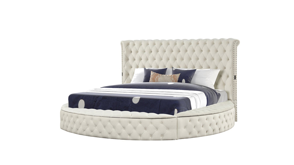 Modern Style Queen 5PC  Bedroom Set with USB Ports & Made with Wood in Cream(CA INVENTORY)