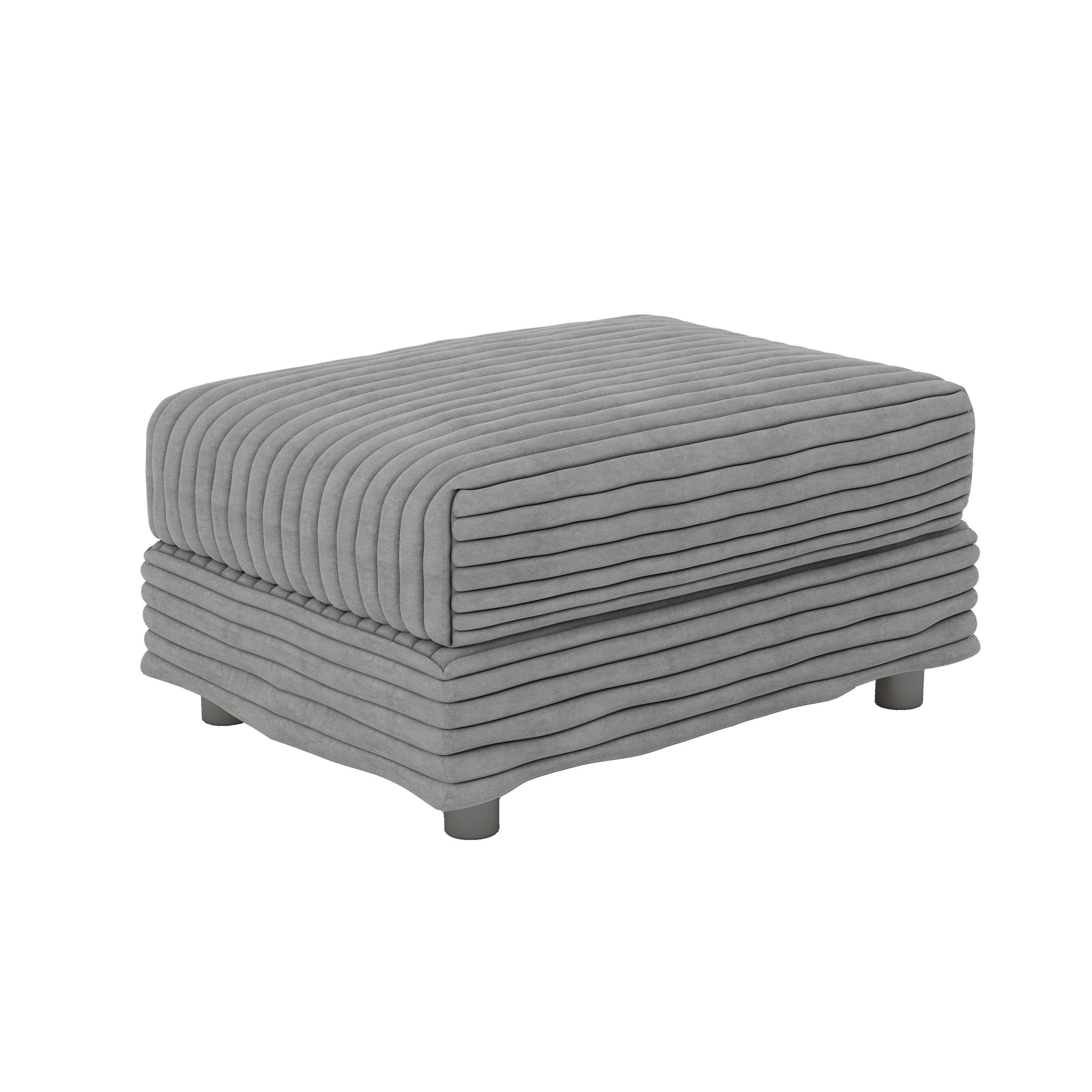 104.3 ' Plush Corduroy 4-Seat Sofa, Modern Comfy Upholstered Sofa Cloud Couch, Deep Seat Couches with Soft Pillows and 2 Ottomans, Convertible Sofa Lounge Chair, for Living Room,Apartment,Office,Grey