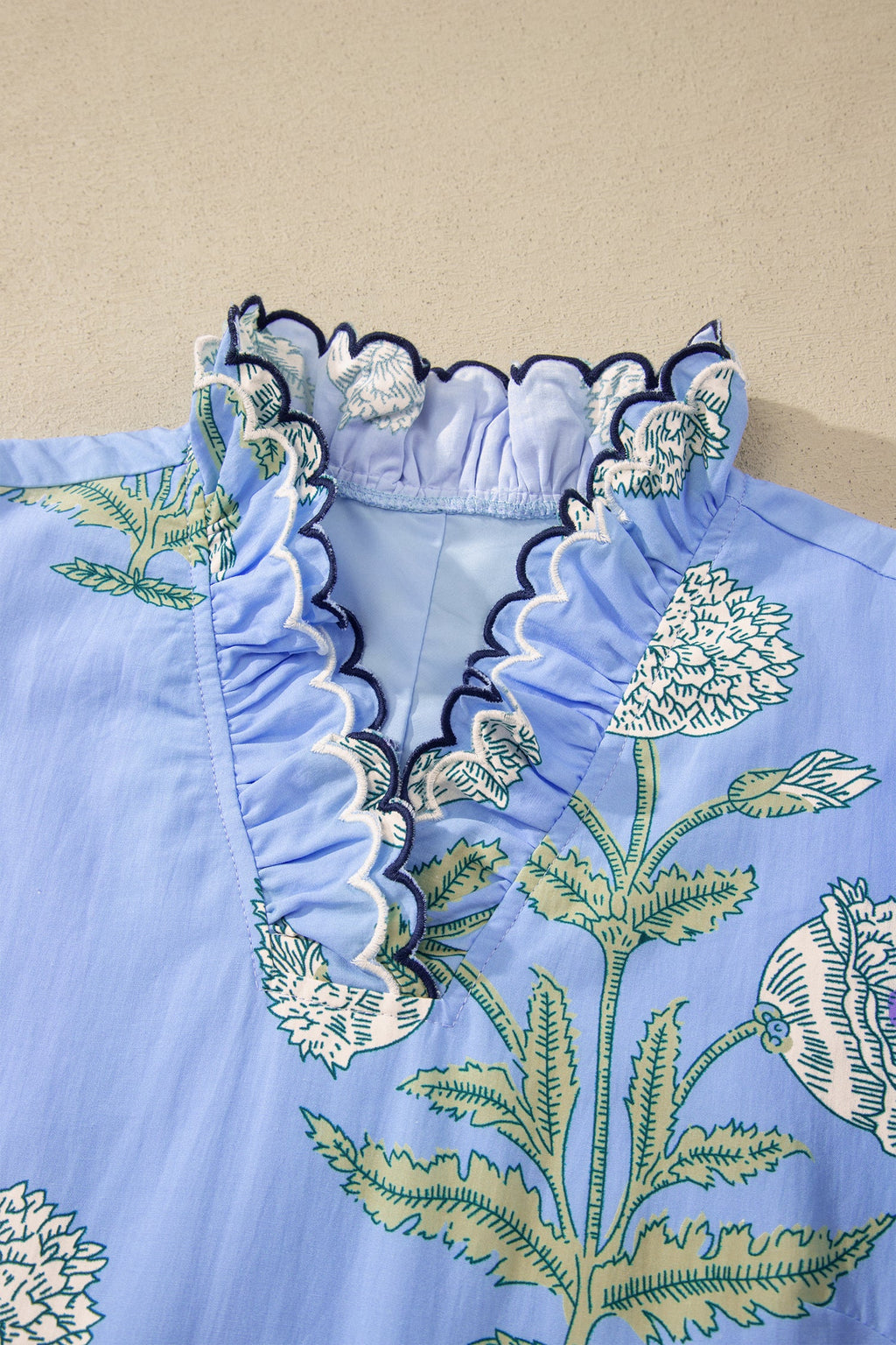 Floral Scalloped Embroidery Drop Waist Mini Dress