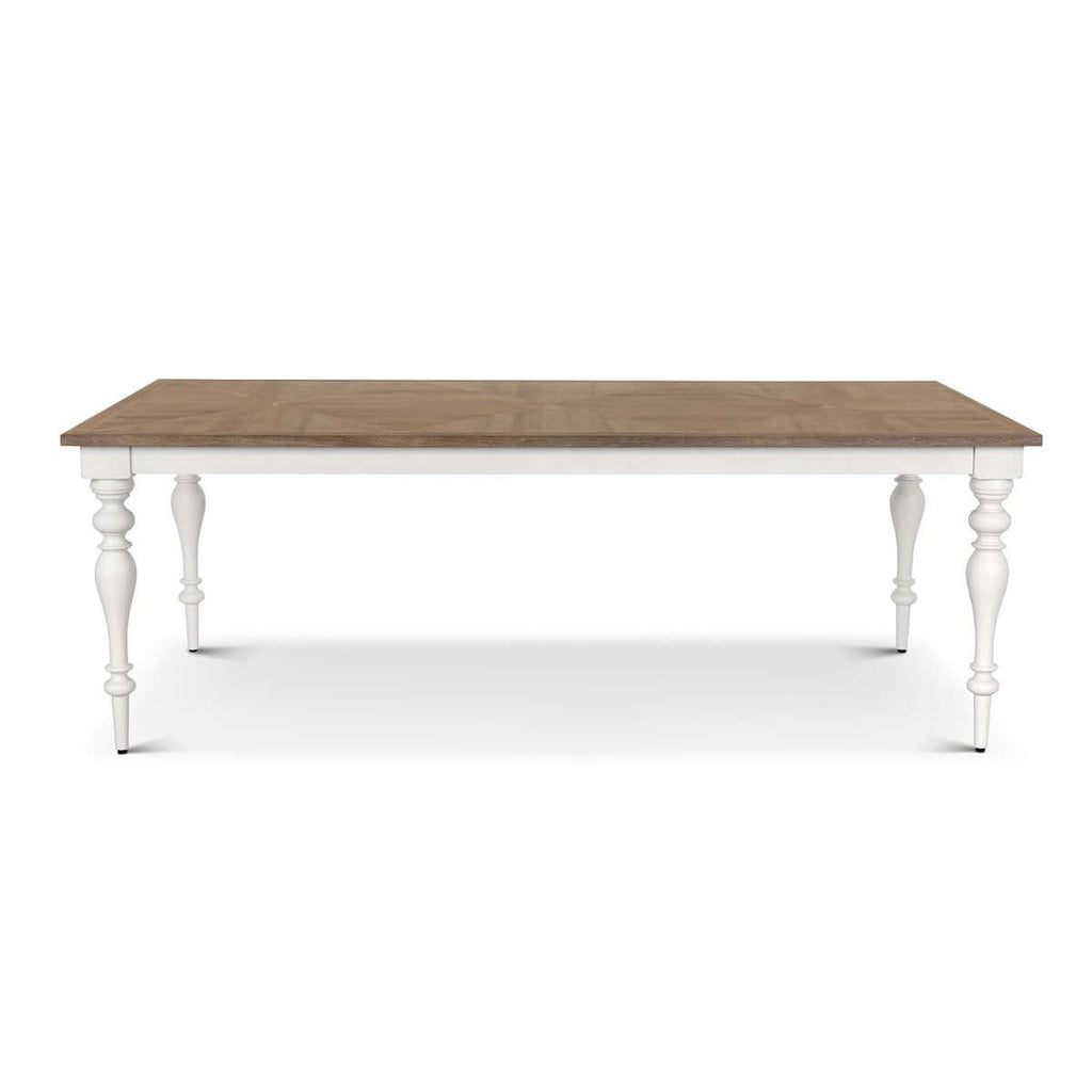 Farmhouse Dining Table with Vintage White Turned Legs
