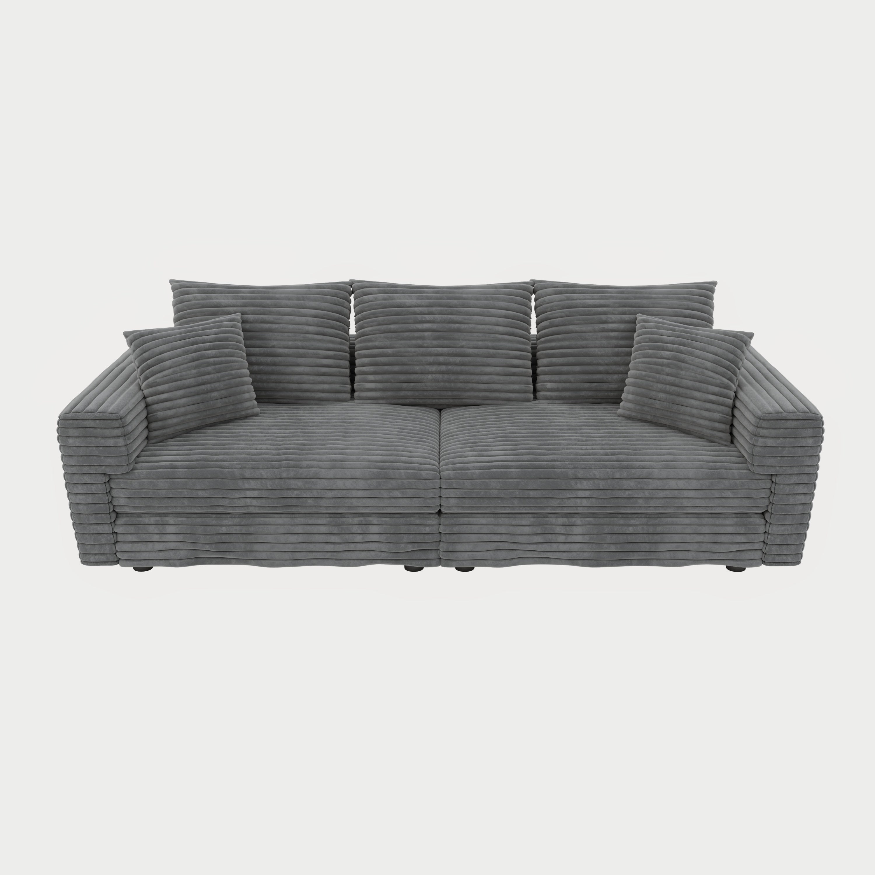 82.7 ' Plush Corduroy 3-Seat Sofa, Modern Comfy Upholstered Sofa Cloud Couch, Deep Seat Couches with Soft Pillows and 1 Ottomans, Convertible Sofa Lounge Chair, for Living Room,Apartment,Office,Grey