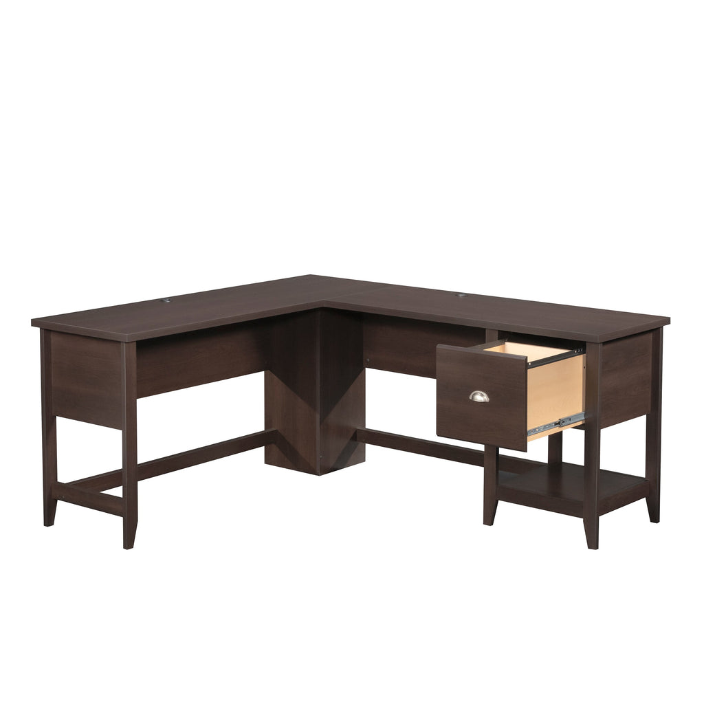 L-Shaped Desk, Brown finish