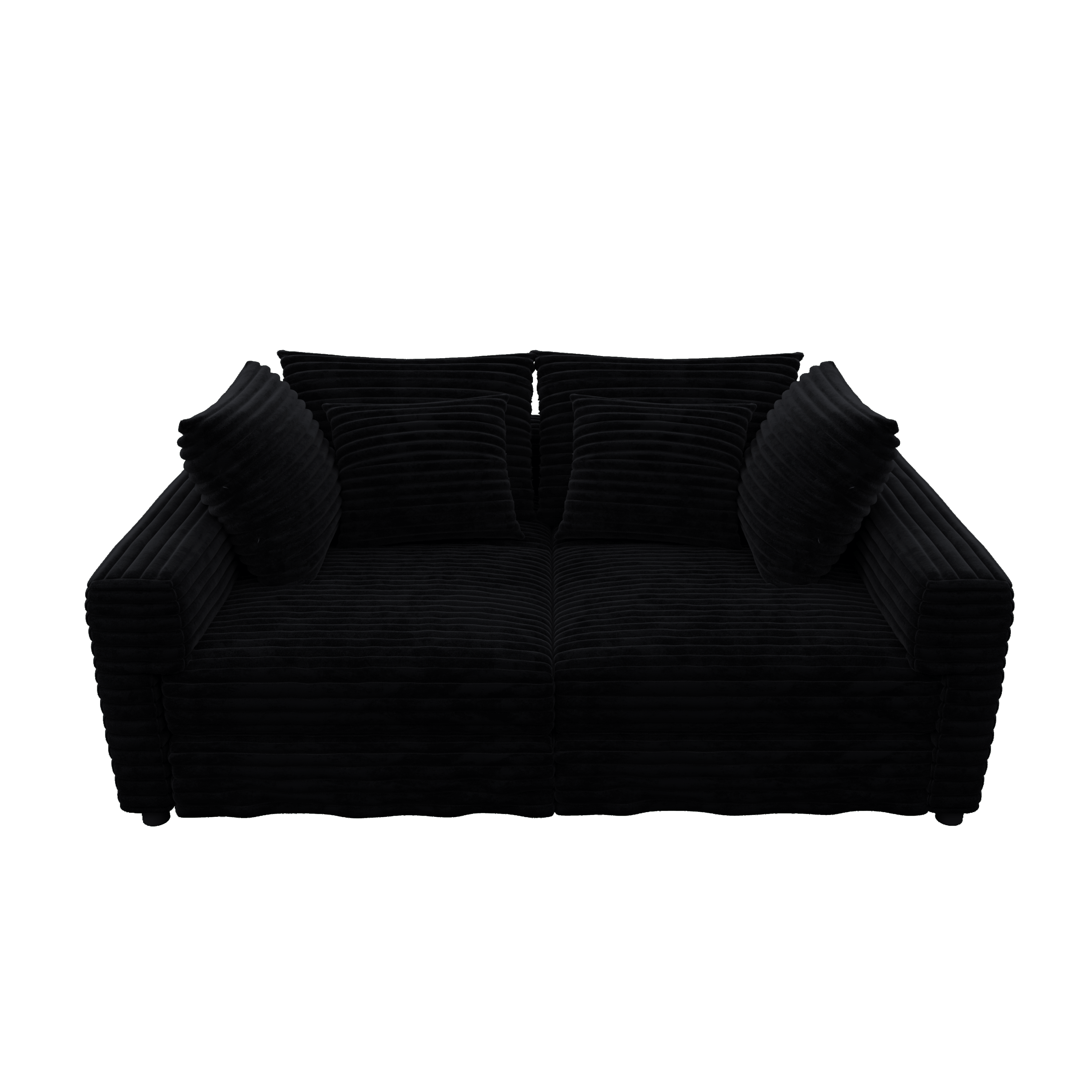 104.3 ' Plush Corduroy 4-Seat Sofa, Modern Comfy Upholstered Sofa Cloud Couch, Deep Seat Couches with Soft Pillows and 2 Ottomans, Convertible Sofa Lounge Chair, for Living Room,Apartment,Office,Black