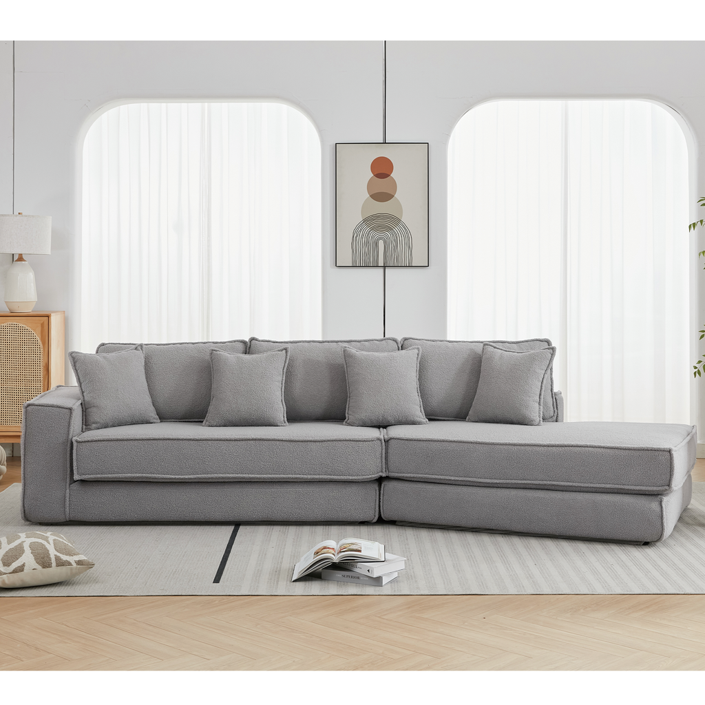 [NEW ARRIVED] [VIDEO PROVIDED]  Folding Convertible Out Sleeper Sofa Bed,2-in-1,  Combination Convertible Sofa,3 seat, Upholstered,Fold Out Floor Gaming Sofa Bed , Lamb Velvet Fabric,Living Room, Gray
