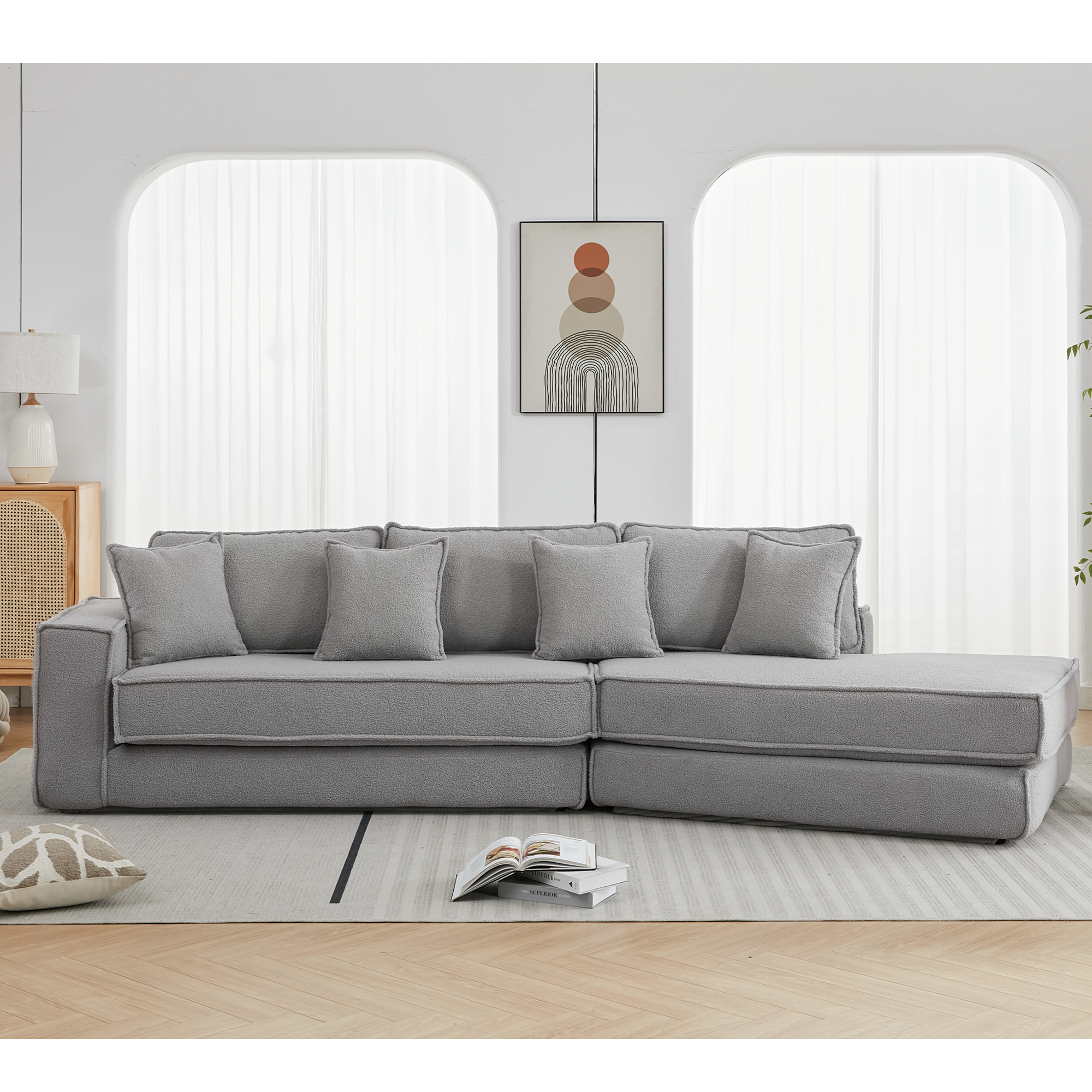 [NEW ARRIVED] [VIDEO PROVIDED]  Folding Convertible Out Sleeper Sofa Bed,2-in-1,  Combination Convertible Sofa,3 seat, Upholstered,Fold Out Floor Gaming Sofa Bed , Lamb Velvet Fabric,Living Room, Gray