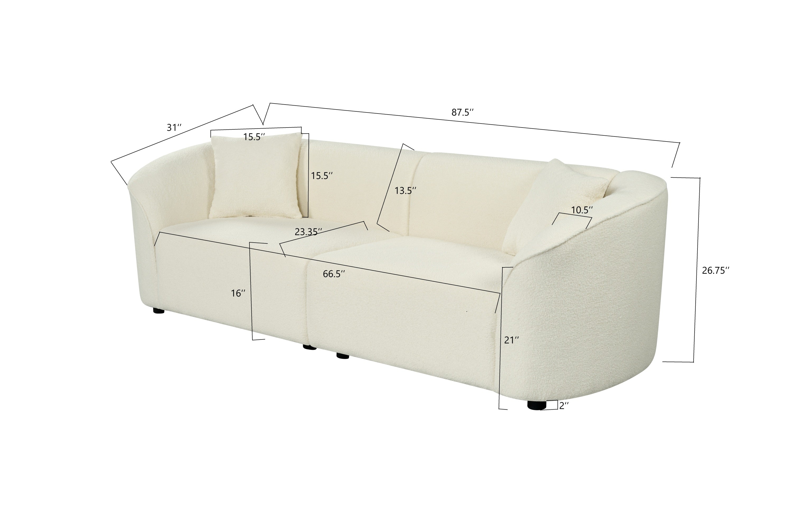 87' Curved Contemporary Sofa in Beige: Plush Seating, Streamlined Design, and Durable Frame – Ideal for Stylish Living Spaces