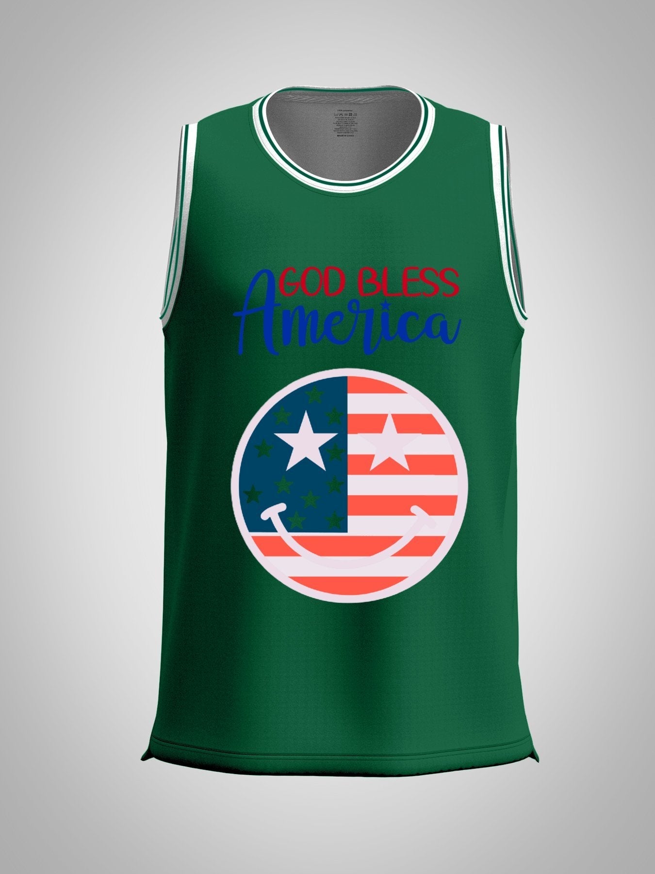 God Bless America Adult Green Basketball Jersey | Ships From USA