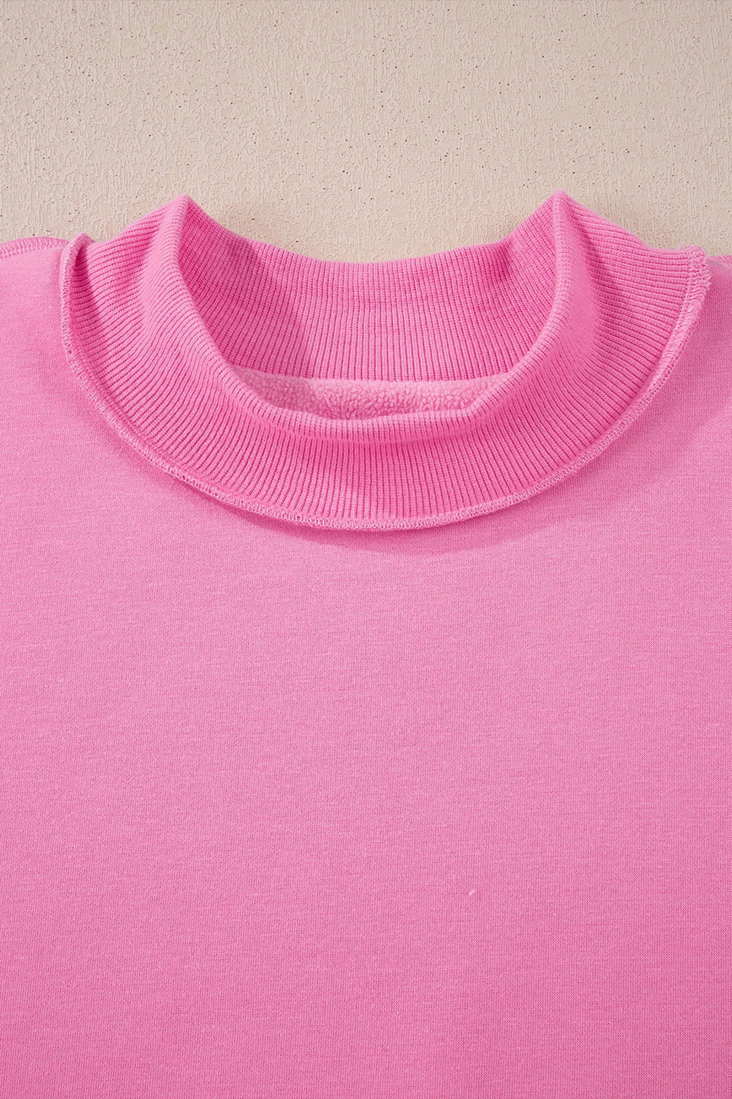Solid Mock Neck Drop Shoulder Oversize Sweatshirt