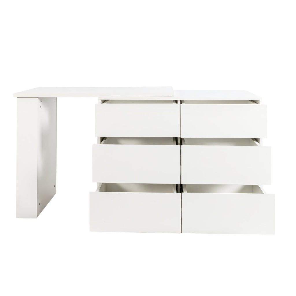 L Shaped Computer Desk with Drawers, Modern Corner Home Office Desk with Reversible Storage Cabinet, Long Study Writing Desk Workstation for Home Office