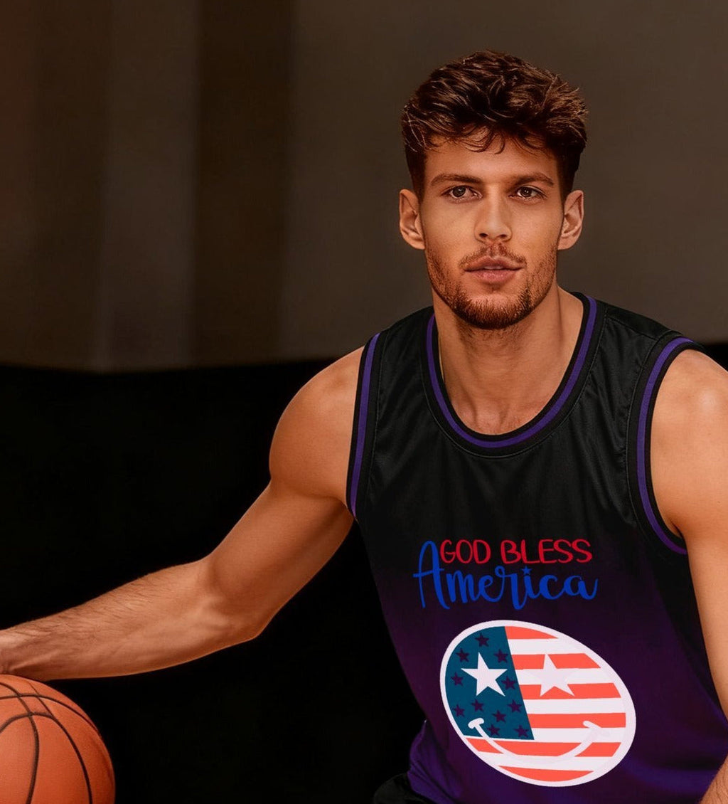 God Bless America Adult Purple Basketball Jersey | Ships From USA