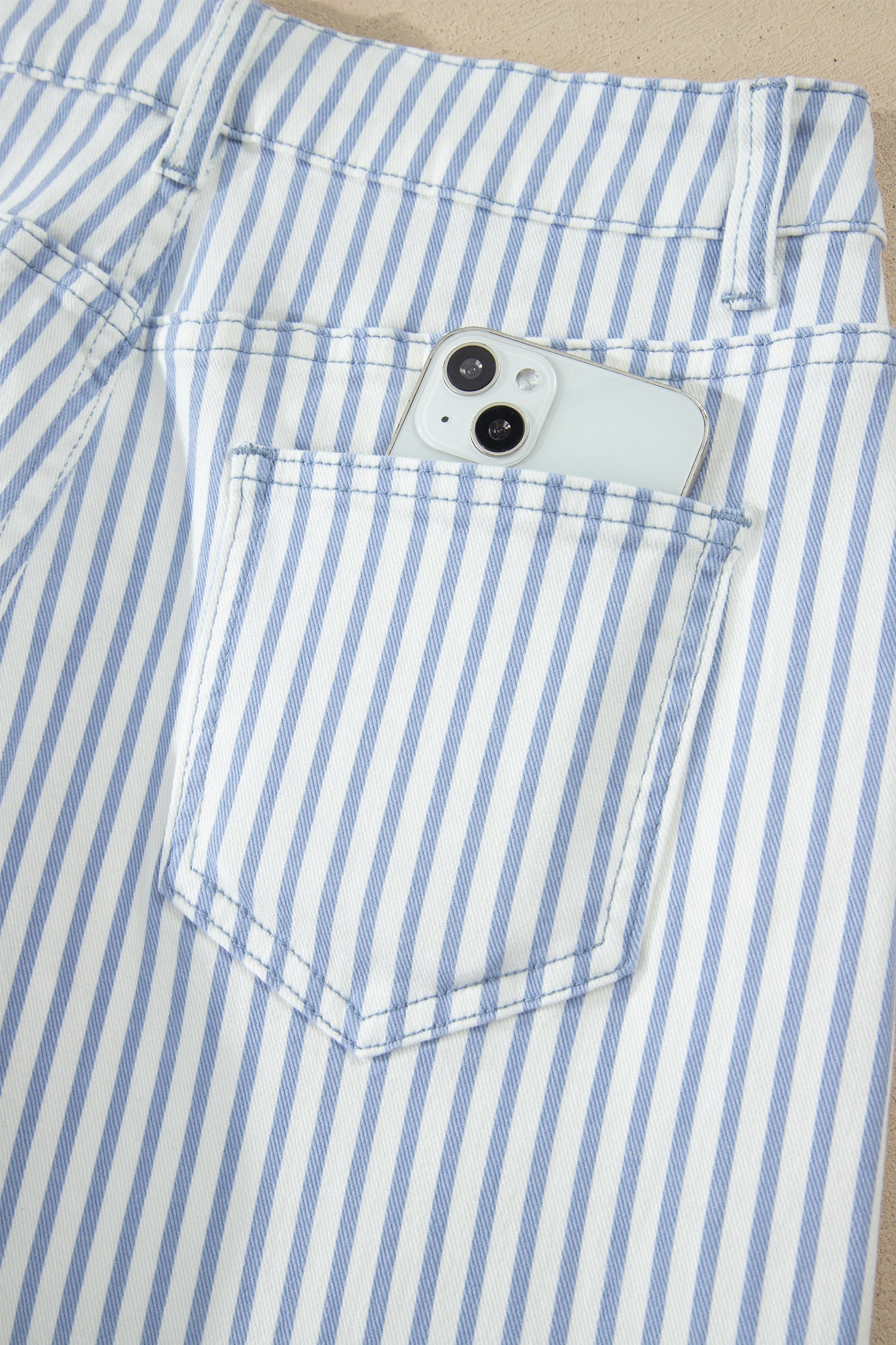 Stripe Denim High Waist Barrel Leg Jeans