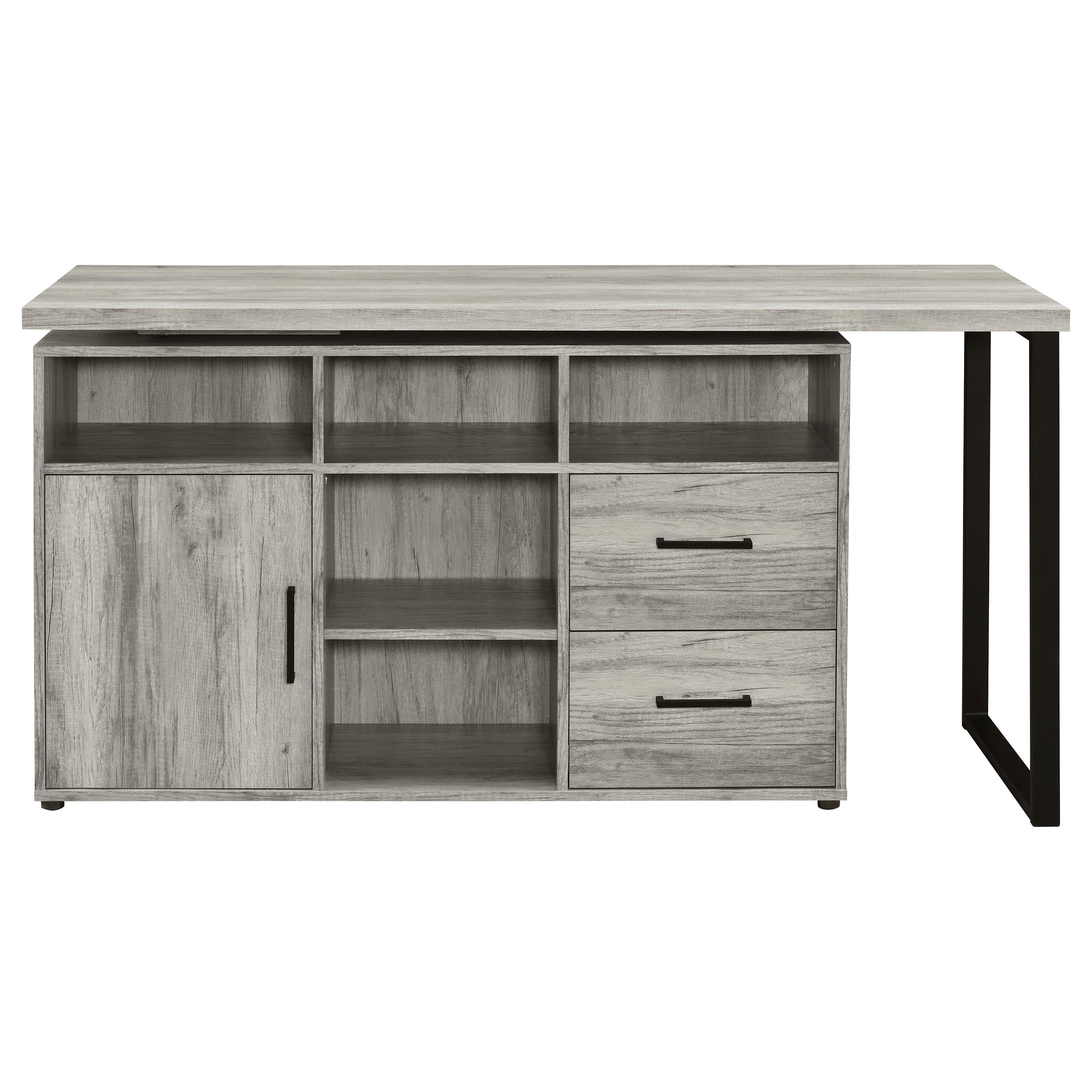 Corrado Grey Driftwood L-shape Office Desk with Storage