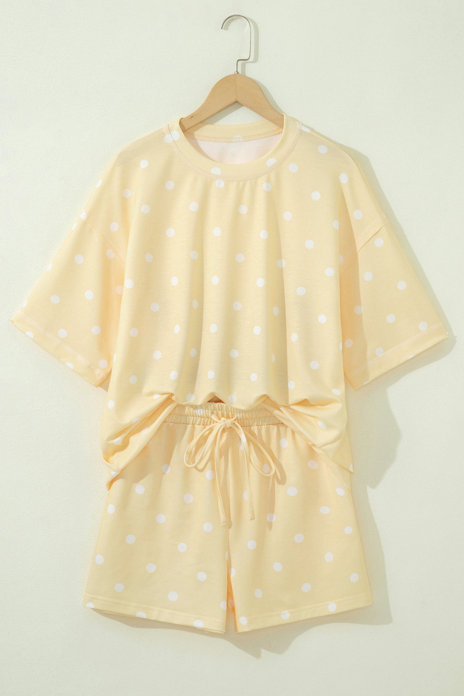 Polka Dot Loose Tee & Drawstring Shorts Set