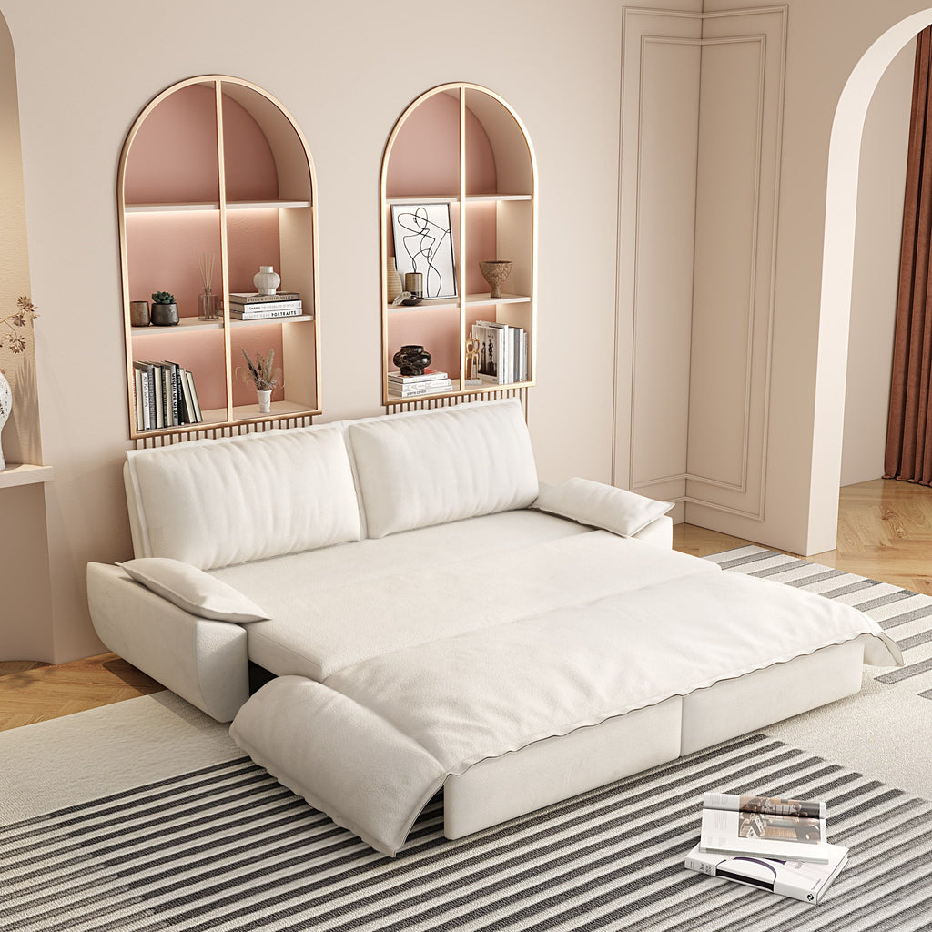 73.2' Queen Pull Out Sofa Bed,3-in-1 Convertible Sleeper Sofa,Multi-Functional Velvet Loveseat Bed