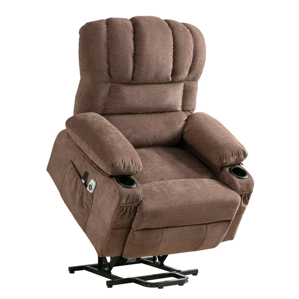 Power Electric massage lift lounge chair, suitable for the elderly, with heating and vibration functions, with USB, can be used for lying down. BROWN