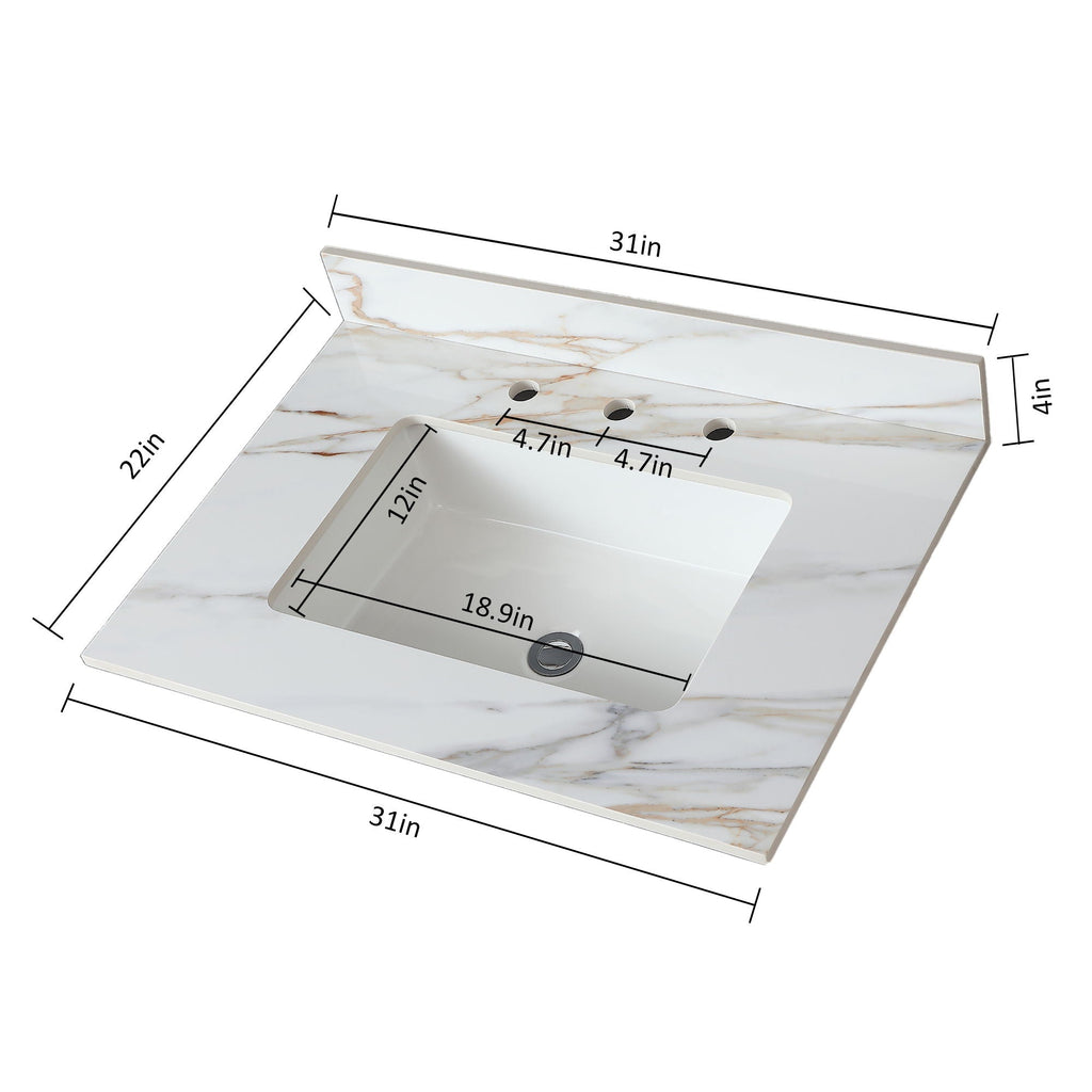 Vanity Top With Undermount Sink And Backsplash, Sintered Stone