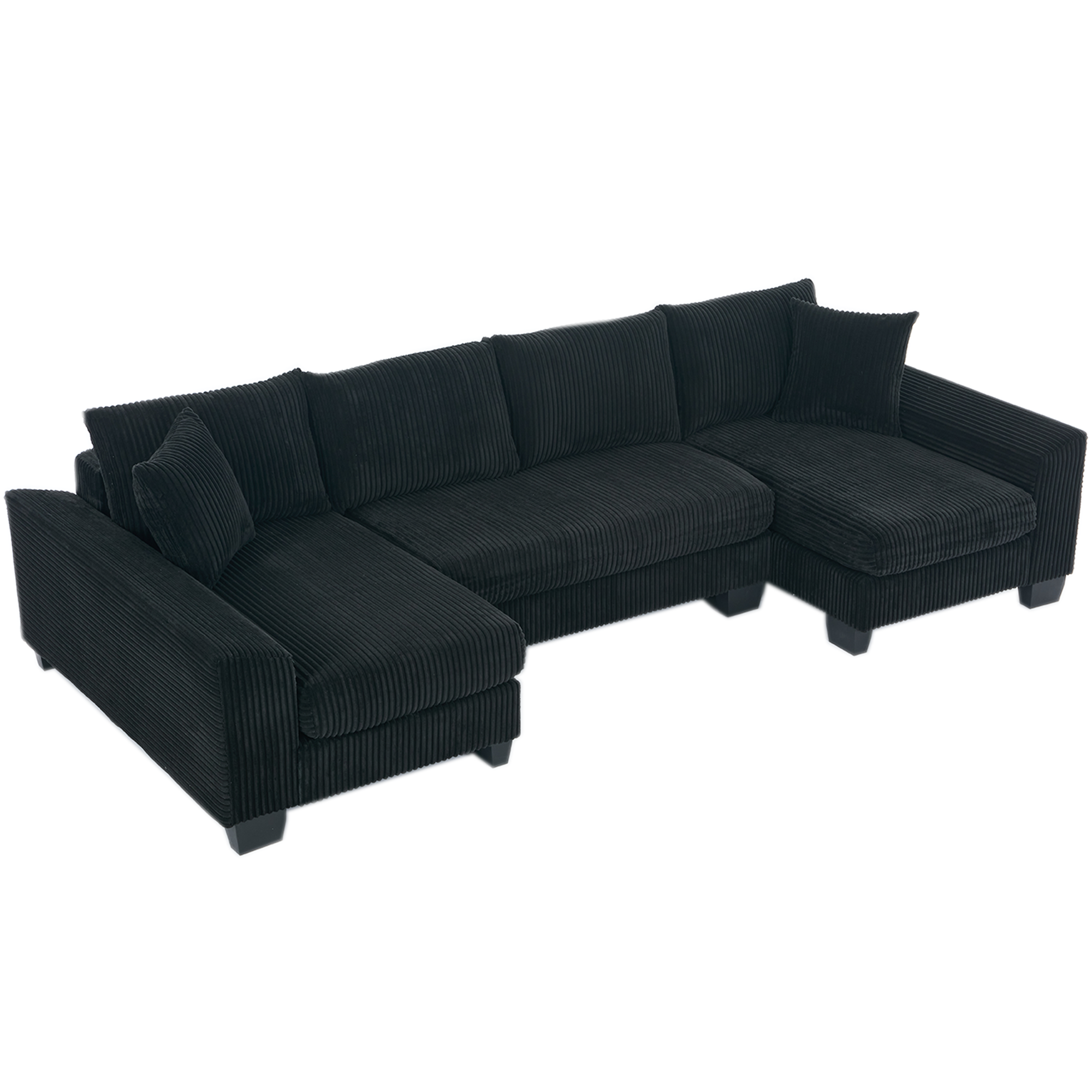 [NEW ARRIVED] [VIDEO PROVIDED]   114' Sleeper Sofa,U Shaped Sofa , Pull Out Bed,Convertible Oversize 2 in 1 Sleeper Sofa, Living Room,Upholstery Sofa Bed,Adjustable Sleeper Sofa,Corduroy,Black