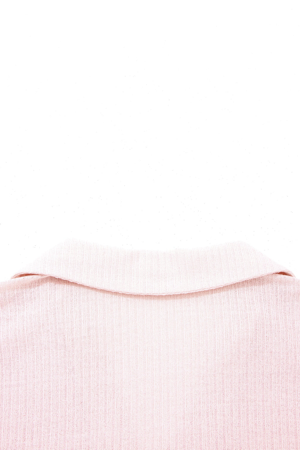 Solid Ribbed Knit Collared V-Neck Tee