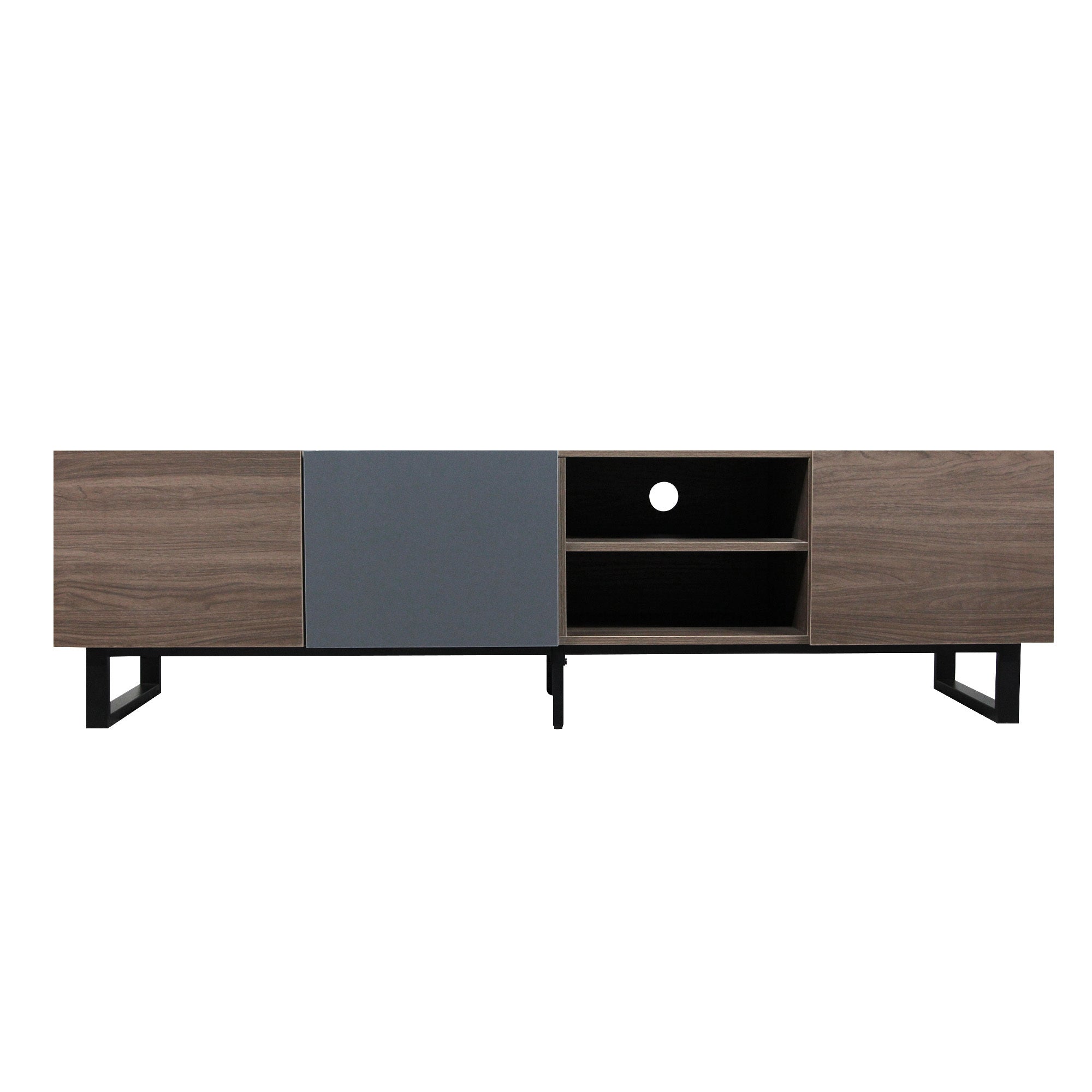 Modern TV with 3 Cabinets& Open Shelves, Color-matching Media Console Table for TVs up to 80'', Entertainment Center with Drop Down Door for Living Room, Bedroom, Home Theatre