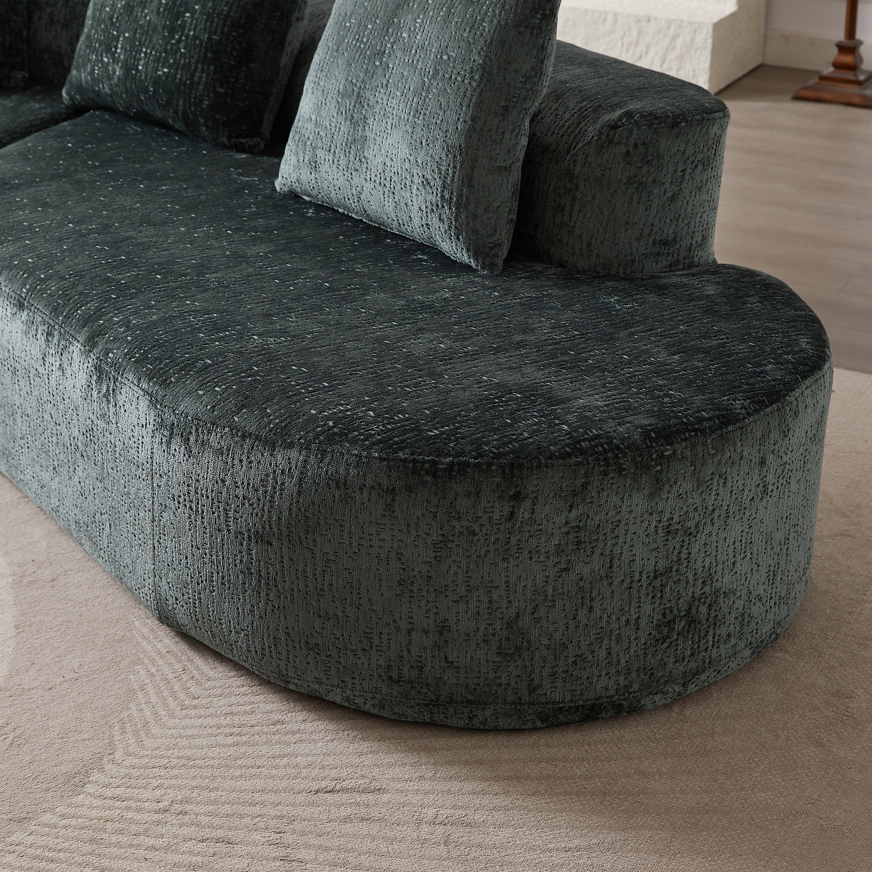 Modern Upholstered Oversized Sectional Sofa, 114-Inch Chenille 4-Seater Extra Deep & Wide Seat Curved Cloud Couch with 4 Throw Pillows, Free Combination Sofa Couch for Living Room,Bedroom