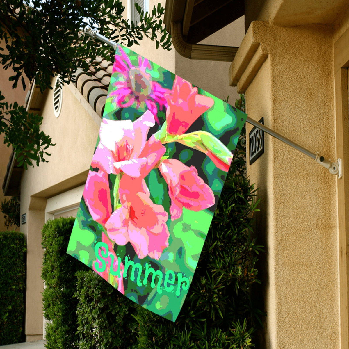 Summer Pink Gladiolas Garden Flag - 28" x 40" (Made in USA）