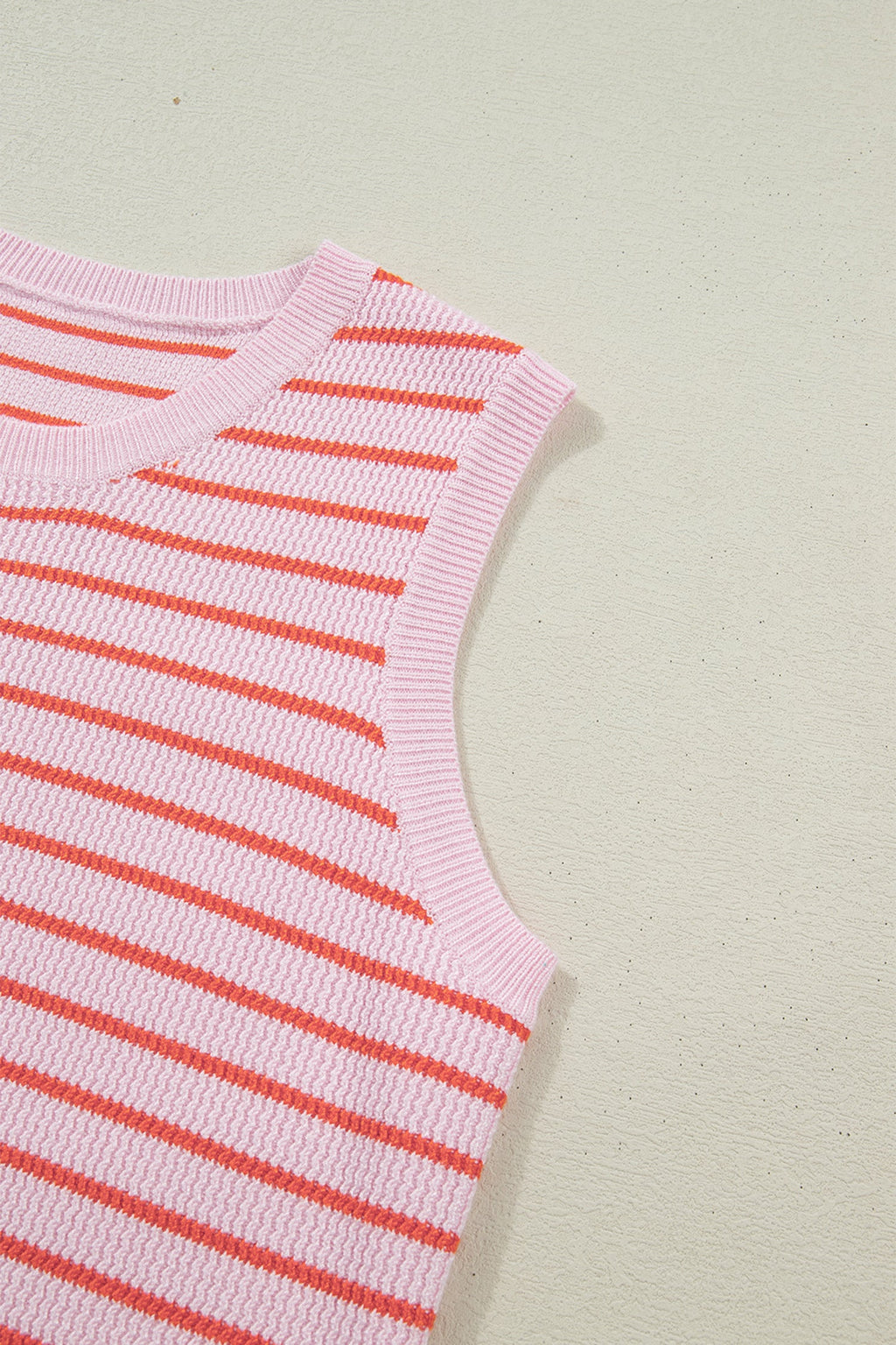 Stripe Textured Knit Sleeveless Sweater Top