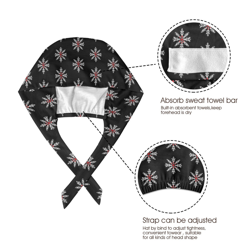 Snowflakes with Mistletoe Medical Scrub Cap (Made in USA)