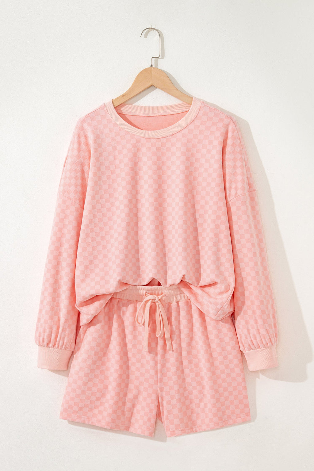Checker Long Sleeve Pullover and Shorts Set