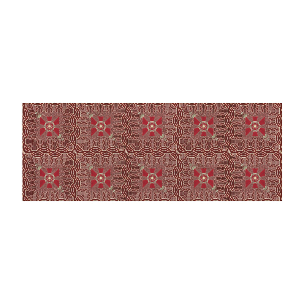 Maroon with Gold Chains Indoor Runner Rug - 70" x 26" | Ships from USA