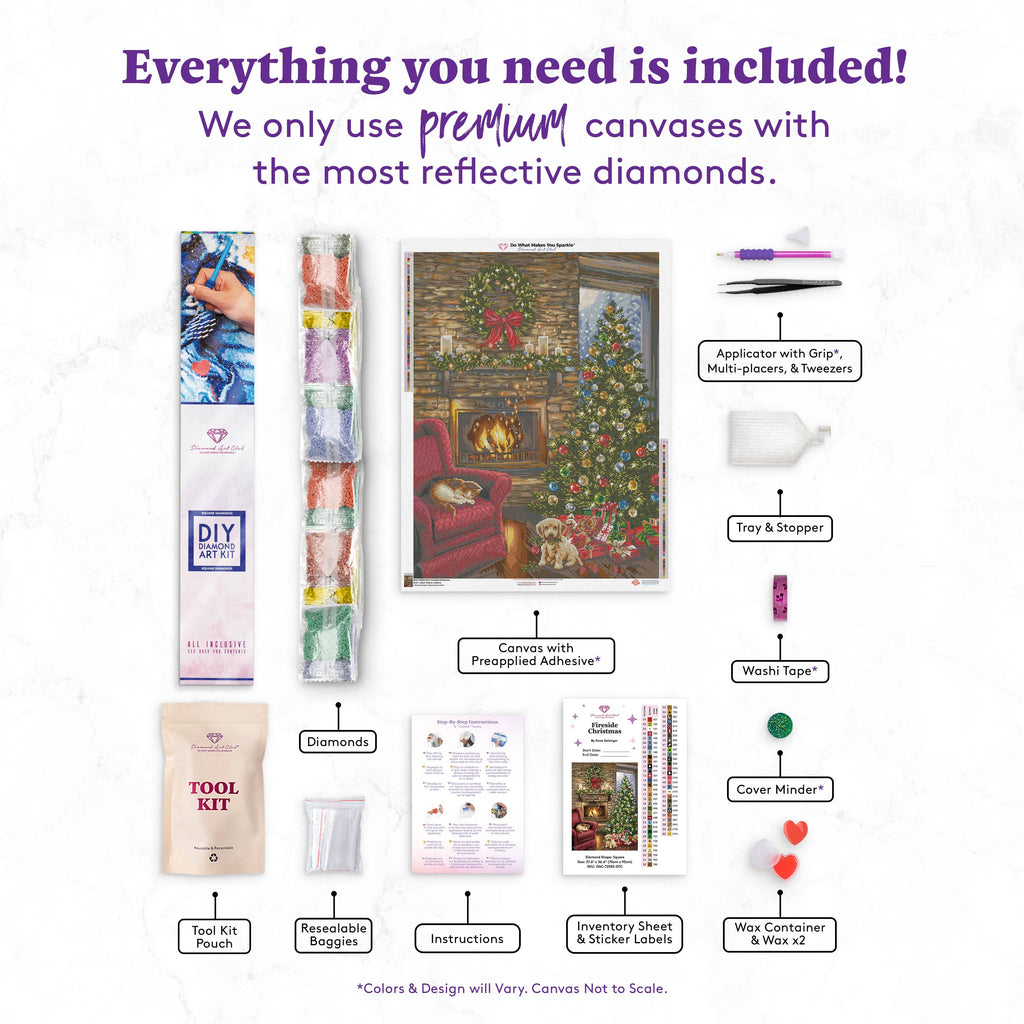 Diamond Art Club – Fireside Christmas Diamond Painting (Square Drill, 27.6" x 36.6")