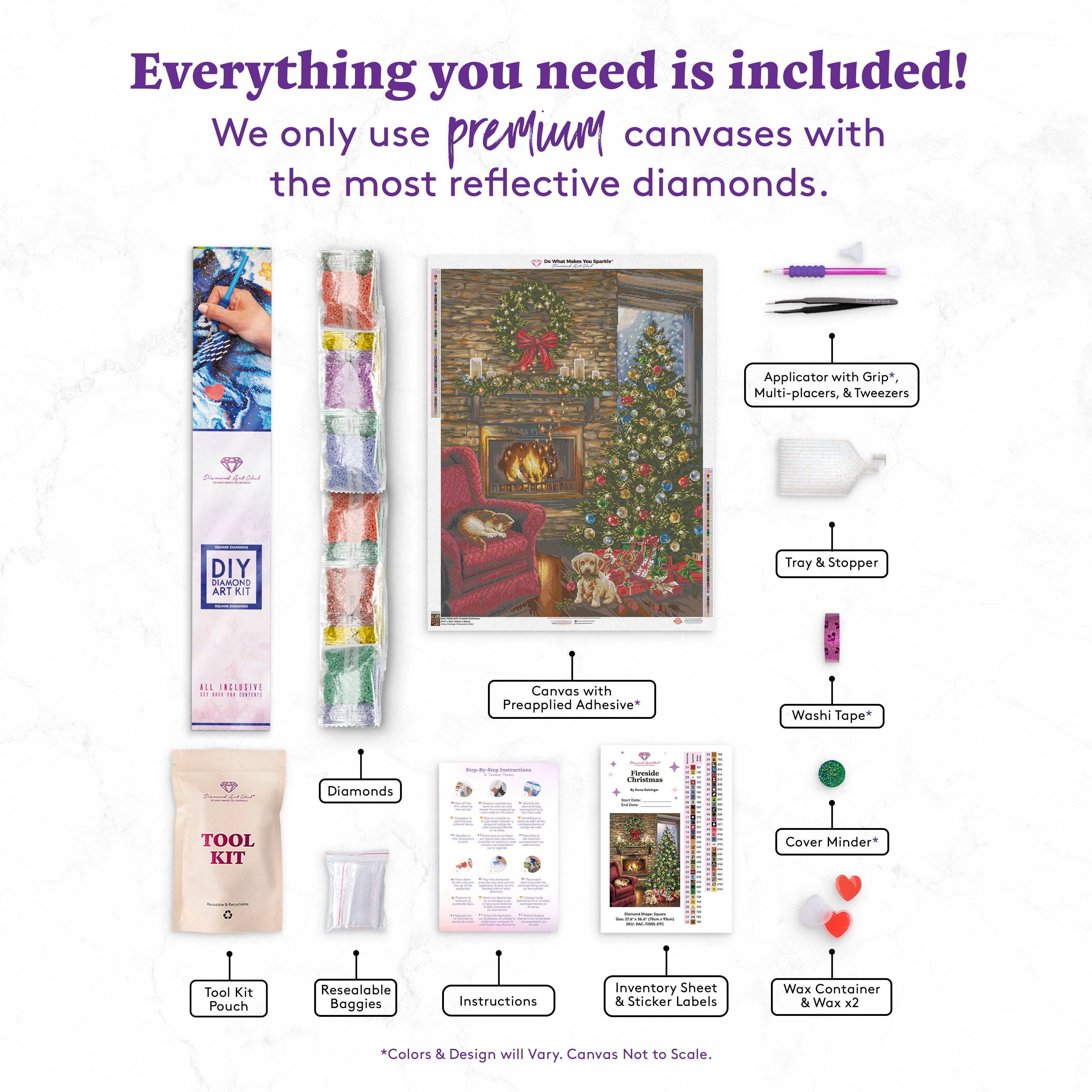 Diamond Art Club – Fireside Christmas Diamond Painting (Square Drill, 27.6" x 36.6")