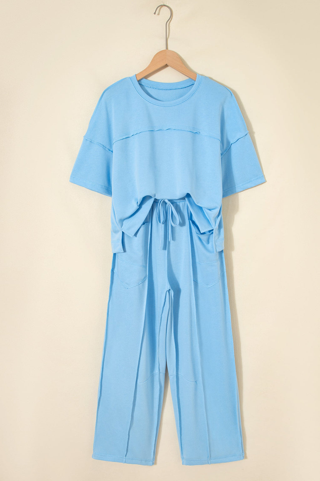 Solid Drop Shoulder Boxy Tee & Barrel Pants Set