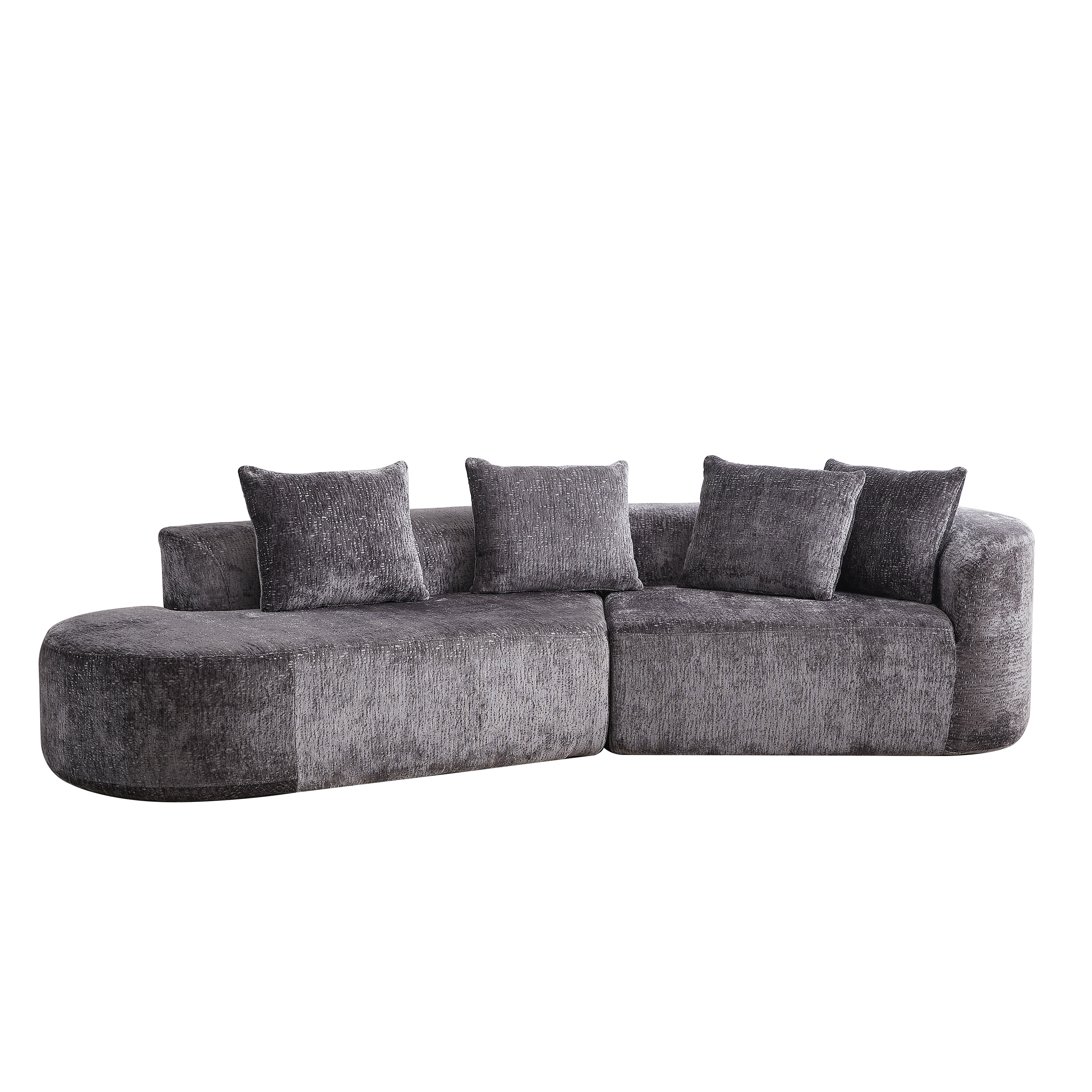 Modern Upholstered Oversized Sectional Sofa, 114-Inch Chenille 4-Seater Extra Deep & Wide Seat Curved Cloud Couch with 4 Throw Pillows, Free Combination Sofa Couch for Living Room,Bedroom