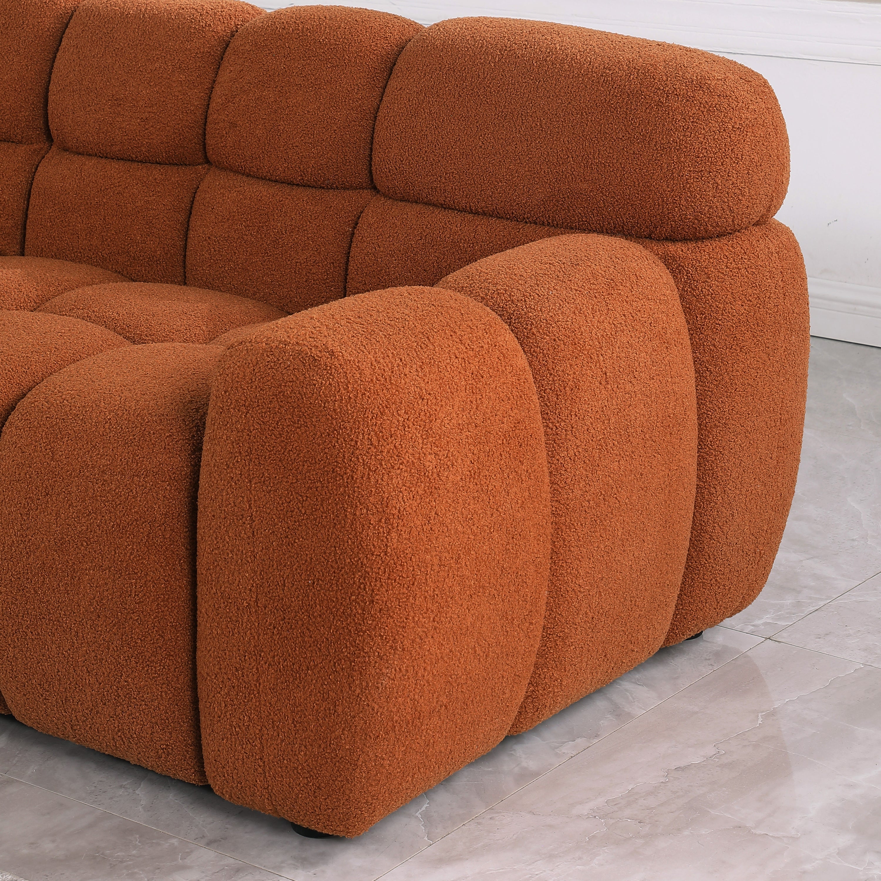 64.98 length ,35.83' deepth ,human body structure for USA people,  marshmallow sofa,boucle sofa ,2  seater,  LIGHT BROWN BOUCLE