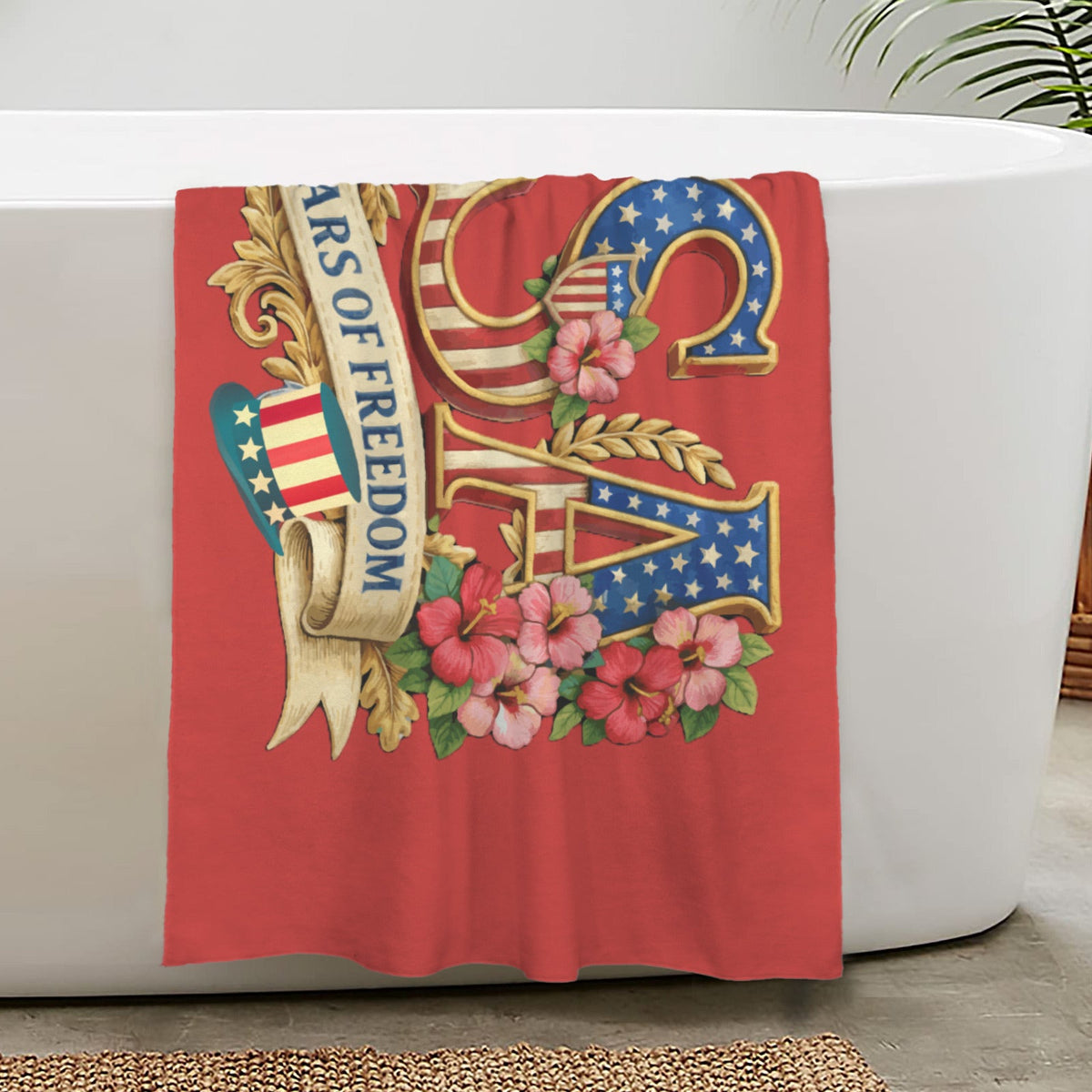 Patriotic USA “250 Years of Freedom” Commemorative Bath Towel – Premium 29"x58" Plush Absorbent Design