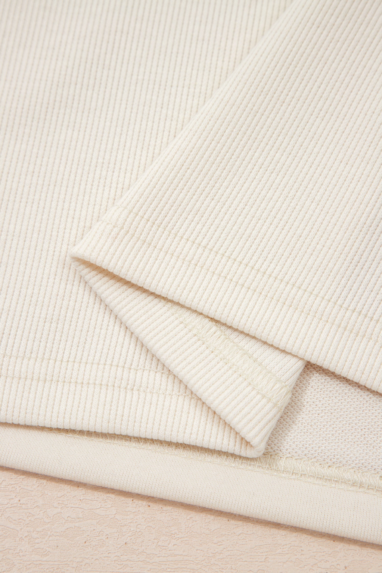 Solid Textured Raw Edge Top and Short Set