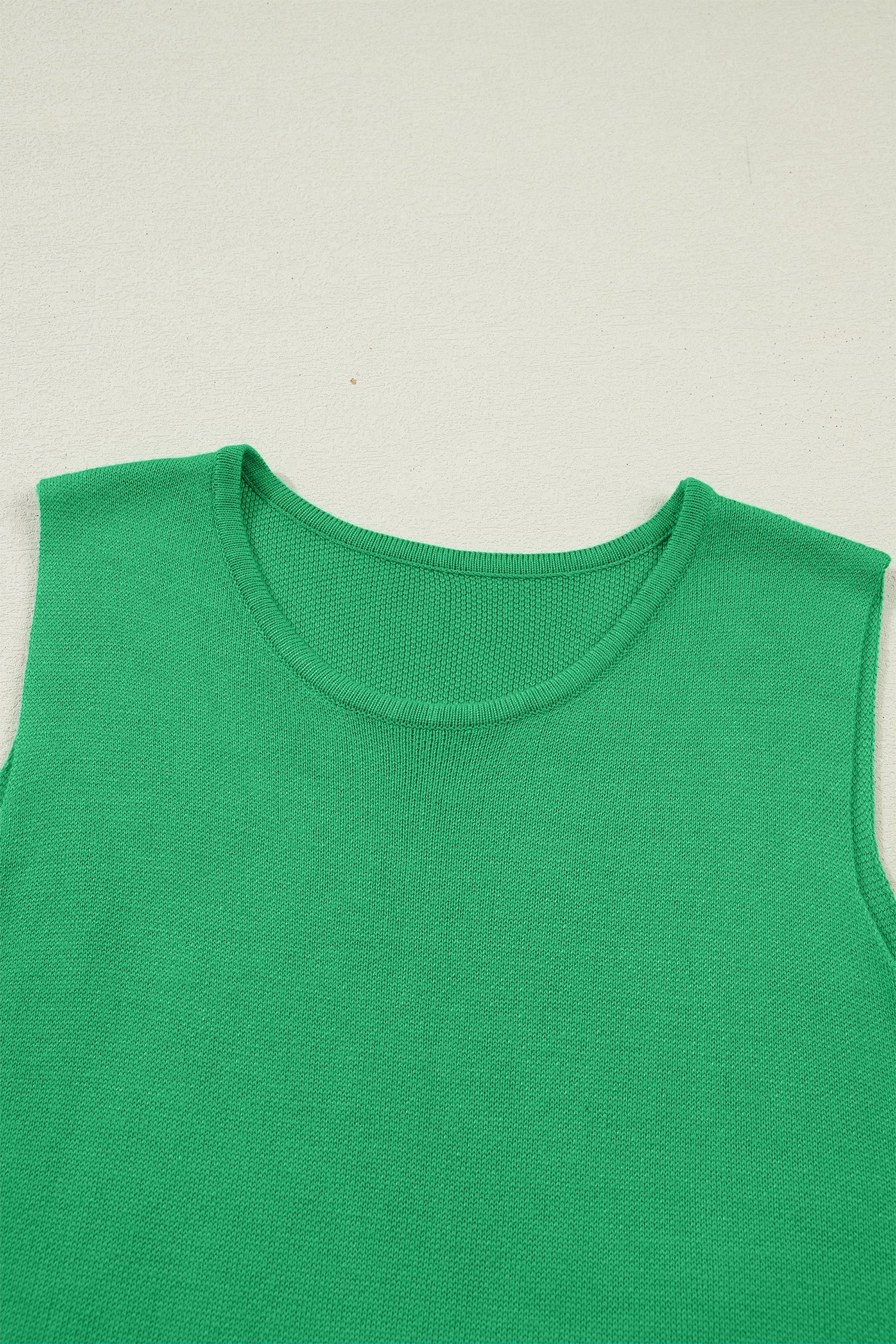 Solid Side Button Round Neck Sleeveless Knit Sweater