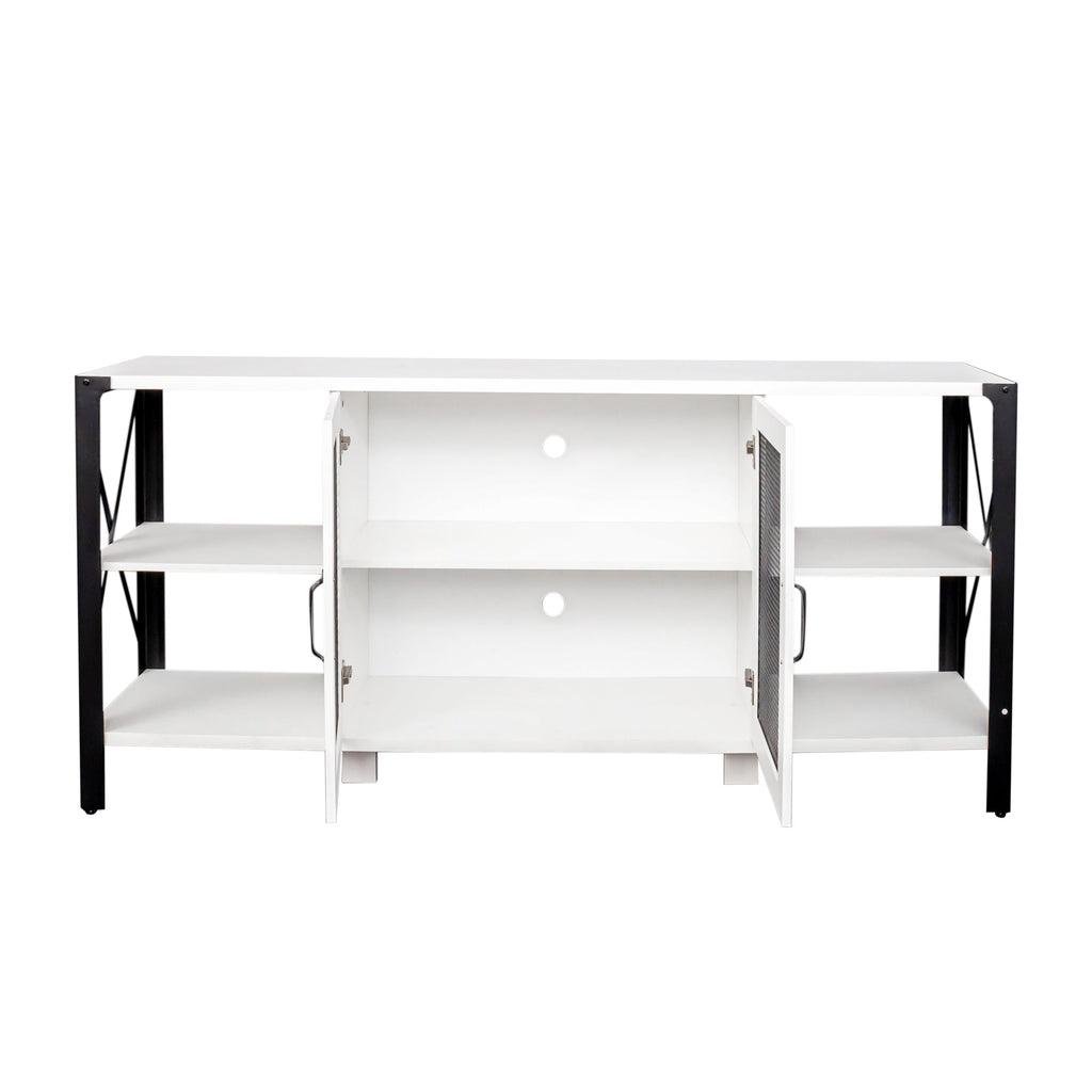TV Stands for Living Room, Industrial TV Stand for Bedroom Furniture, Farmhouse TV Stand 80 Inch Television Stand , Modern Horizontal Wood and Metal Open Bookshelf