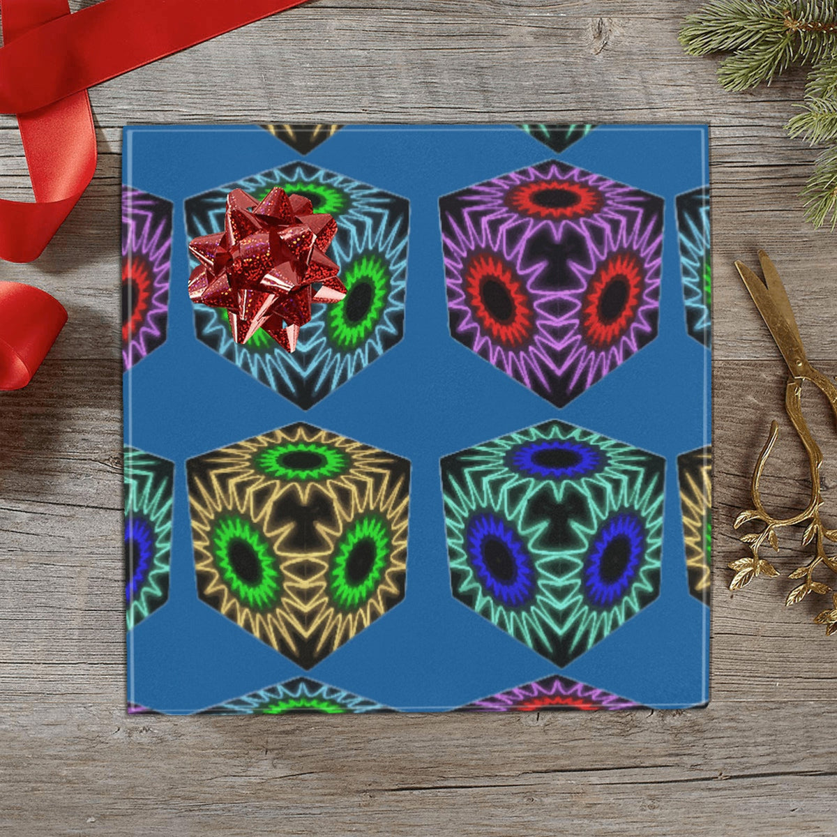 Colorful Cubes 2 Rolls of Gift Wrapping Paper (Made in USA)