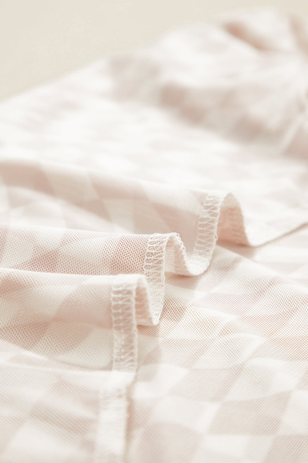 Checker Mesh Mock Neck Short Sleeve T-Shirt