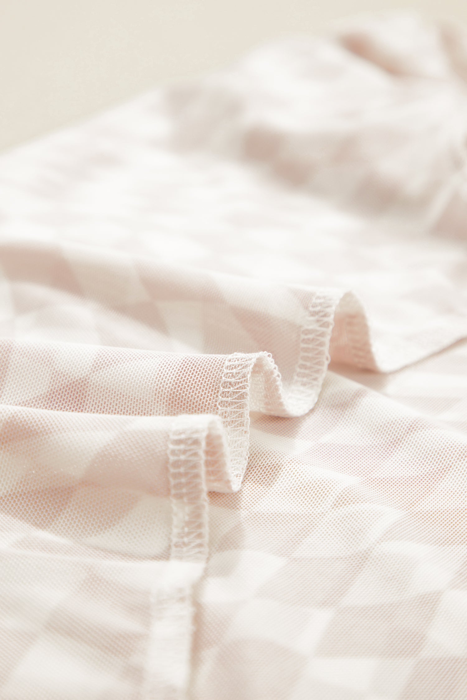 Checker Mesh Mock Neck Short Sleeve T-Shirt